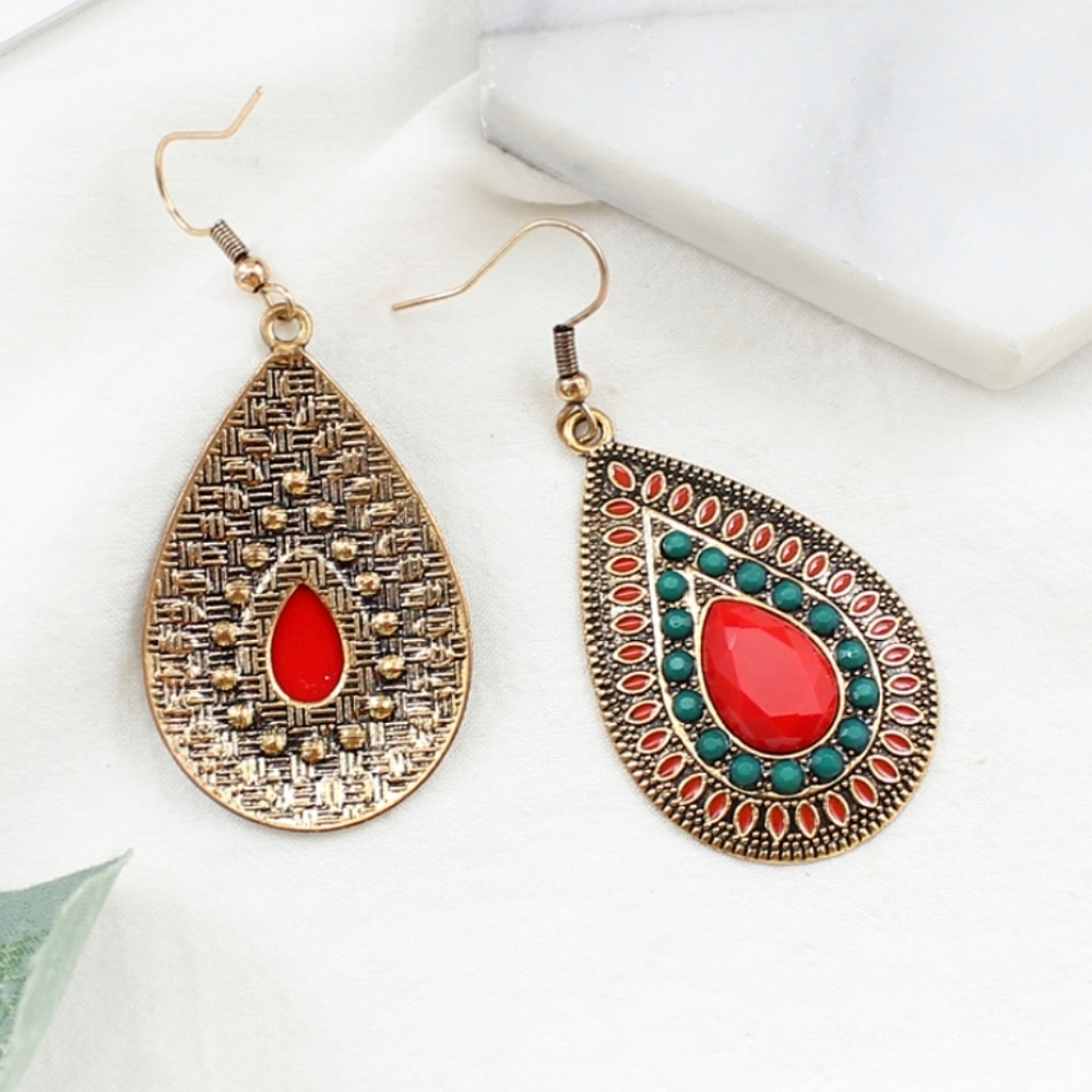 ●NEW drop shaped bohemian pendant earrings - Picture 3 of 4
